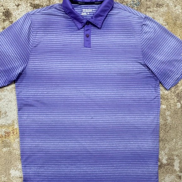 SOLD!!!!! Mens Nike Tour Performance Dri-Fit Golf Polo Purple/Gray Striped XL - Picture 3 of 11